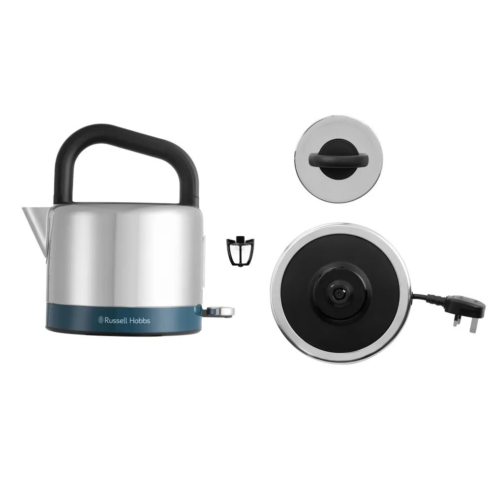 Russell Hobbs Distinctions Pyramid Kettle & 2 Slice Toaster Kitchen Set (Ocean Blue)