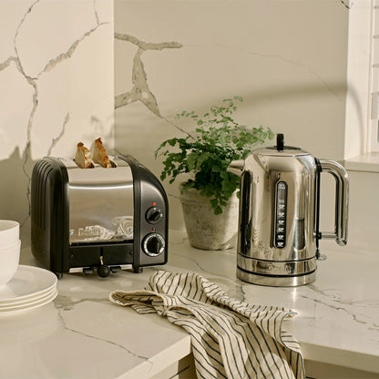 Dualit Classic Kettle & 2 Slice Vario AWS Toaster Kitchen Set (Stainless Steel & Matte Black) Kettle & Toaster Sets