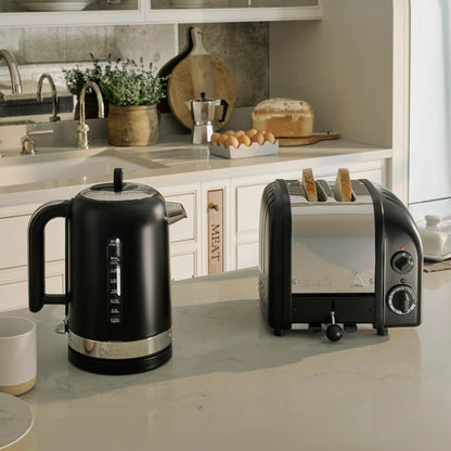 Dualit Classic Kettle & 2 Slice Vario AWS Toaster Kitchen Set (Stainless Steel & Matte Black) Kettle & Toaster Sets