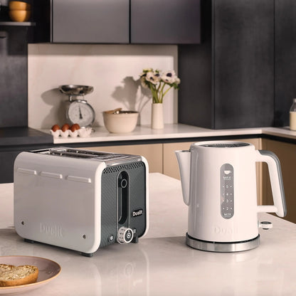 Dualit Dualit Studio Kettle & 2 Slice Toaster Kitchen Set (White & Light Grey)