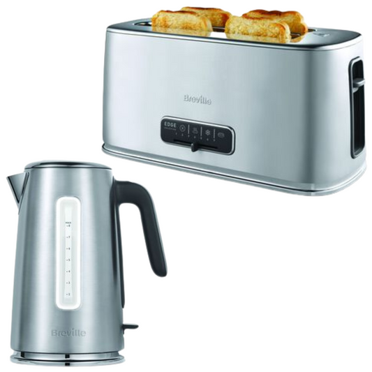 Breville Edge Kettle & 4 Slice Toaster Kitchen Set (Silver)