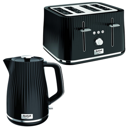 Tefal Loft Kettle & 4 Slice Toaster Kitchen Set (Black)