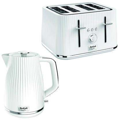 Tefal Loft Kettle & 4 Slice Toaster Kitchen Set (White)