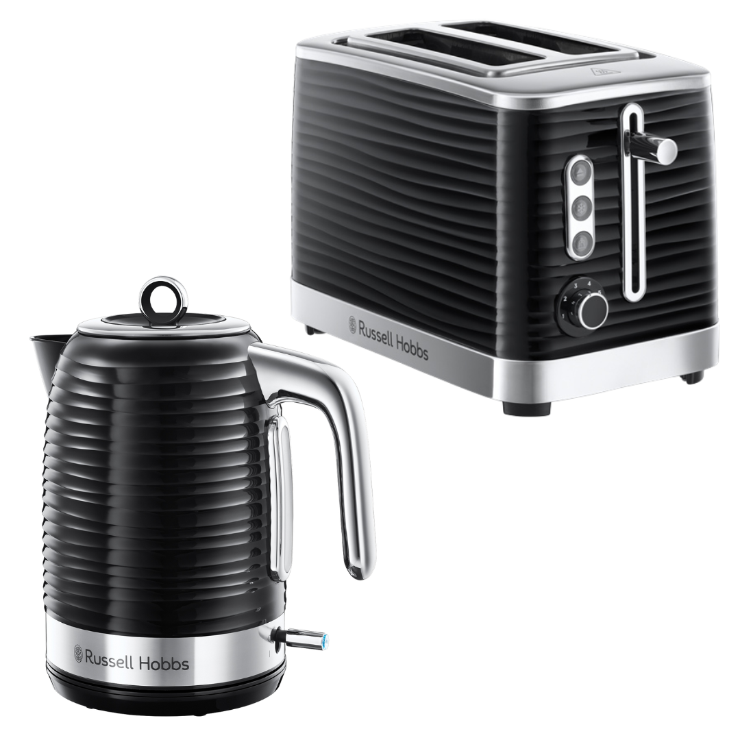 Russell Hobbs Inspire Kettle & 2 Slice Toaster Kitchen Set (Black)