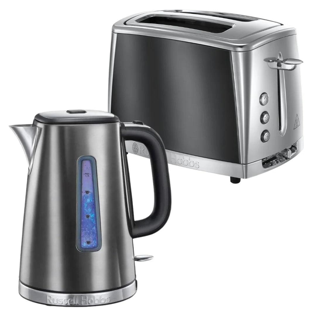 Russell Hobbs Luna Grey Kettle & Toaster Set Kitchen Bundle 2024