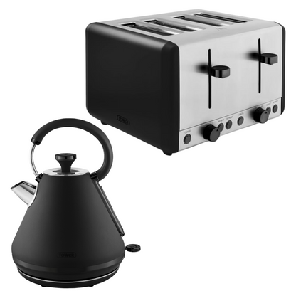 Tower Sera Kettle & 4 Slice Toaster Kitchen Set (Black)