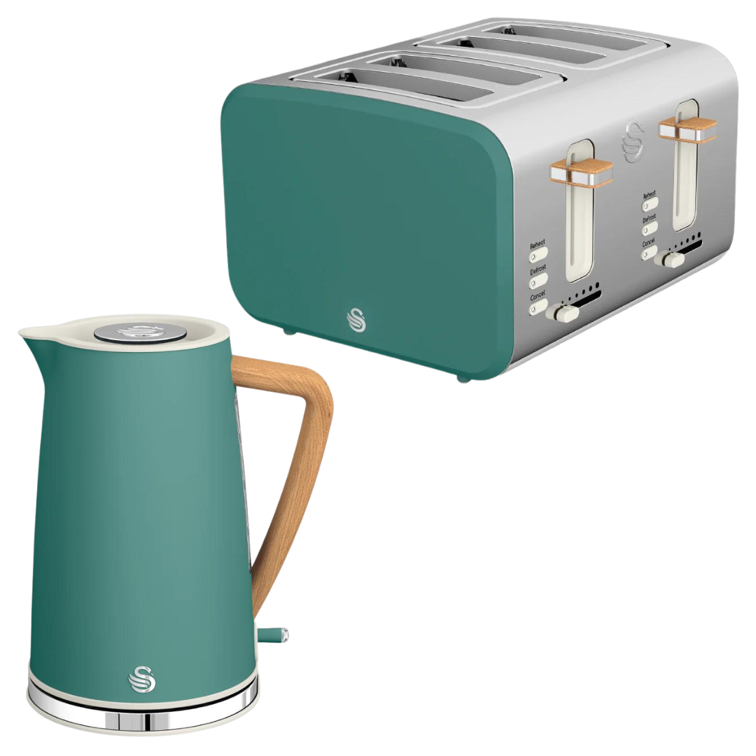 Swan Nordic Kettle & 4 Slice Toaster Kitchen Sets (Green)