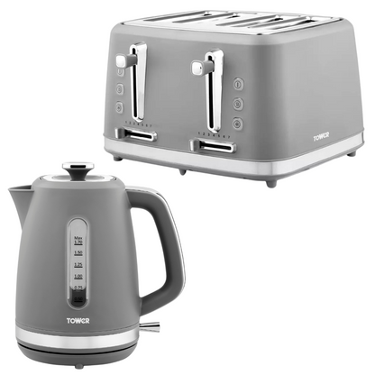 Tower Odyssey Kettle & 4 Slice Toaster Kitchen Set (Grey)