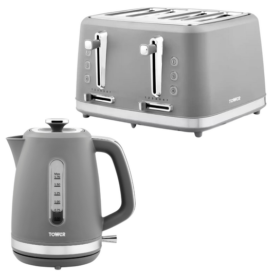 Tower Odyssey Kettle & 4 Slice Toaster Kitchen Set (Grey)