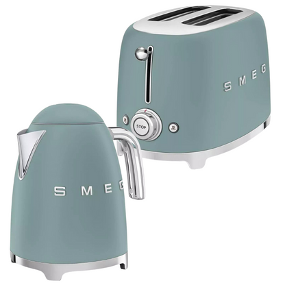 Smeg Matte Emerald Green Kettle & Toaster Set Limited Edition