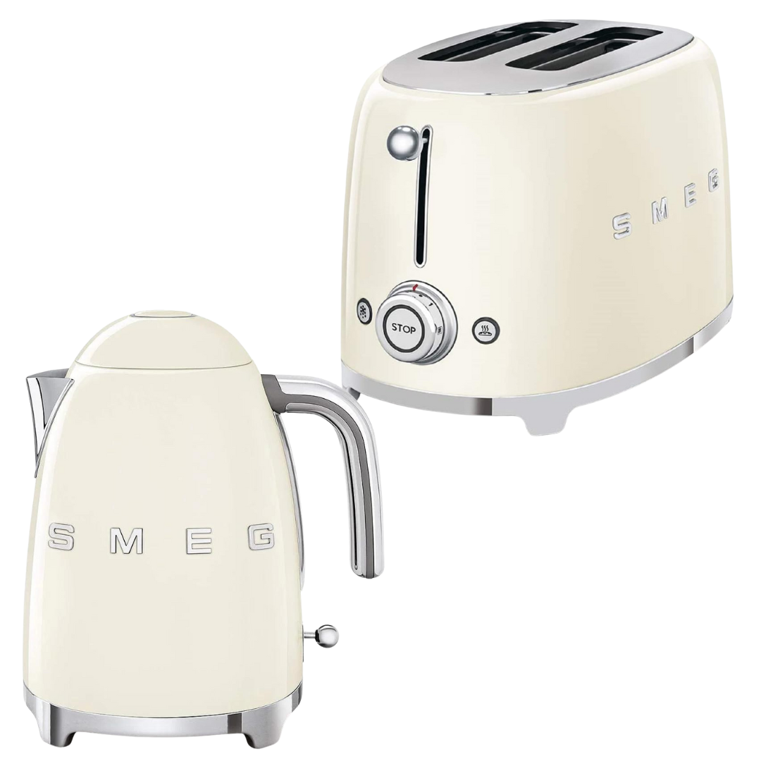 SMEG Cream Beige Set Kettle and Toaster Kitchen Bundle