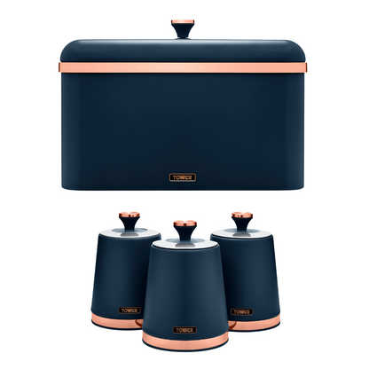 Tower Cavaletto Midnight Blue Bread Bin and Canisters Kitchen Set