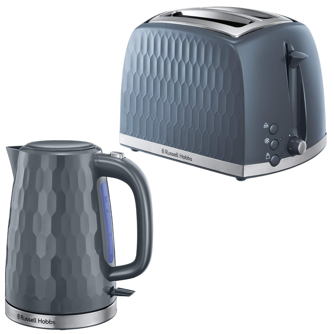 Russell Hobbs Honeycomb Kettle & Toaster Kitchen Set (Grey)