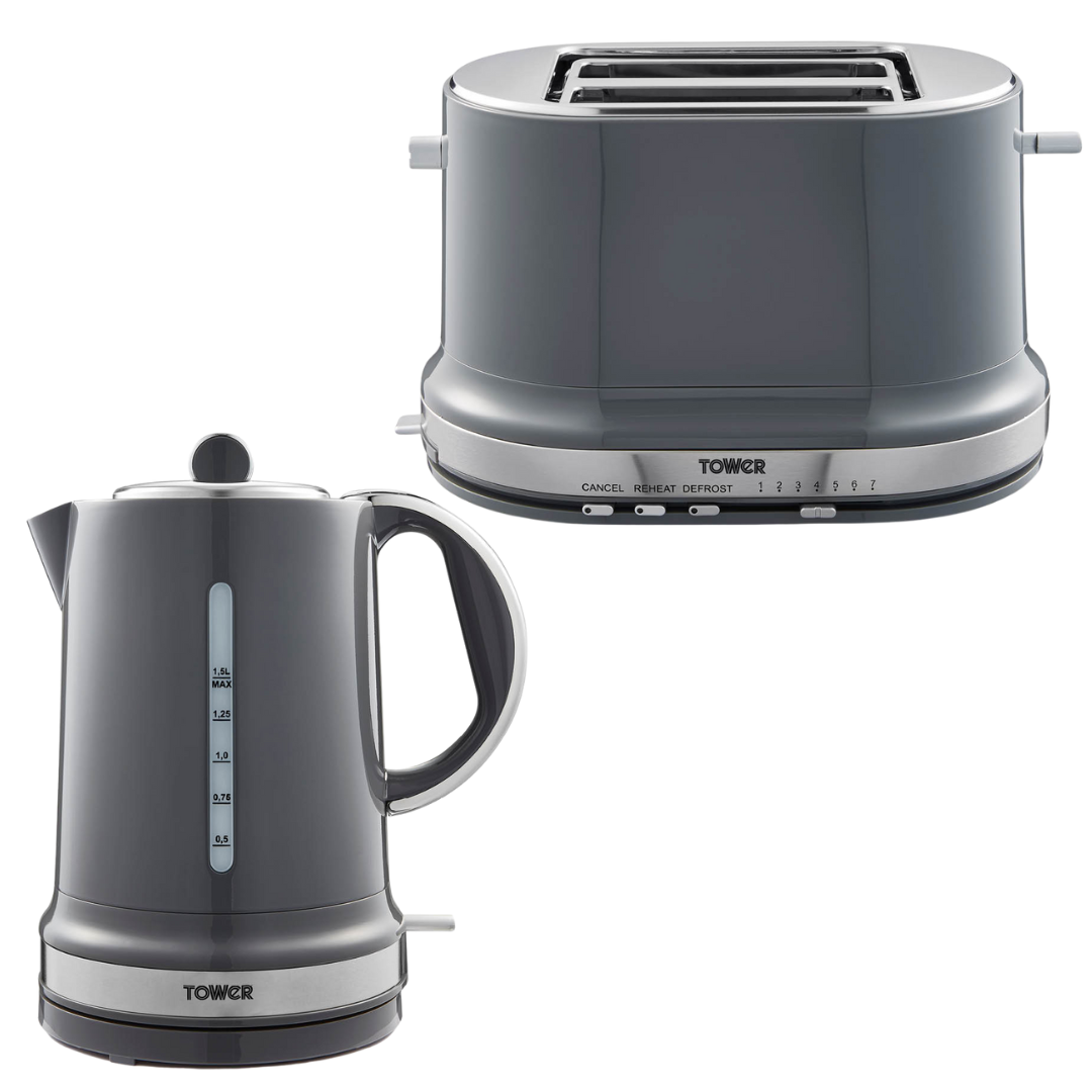 Tower Belle Graphite Grey Kettle and 2 Slice Toaster