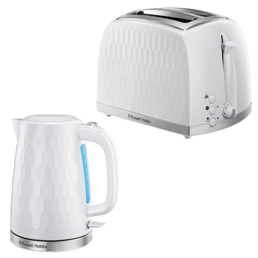 Russell Hobbs Honeycomb Kettle & Toaster Kitchen Set (White)