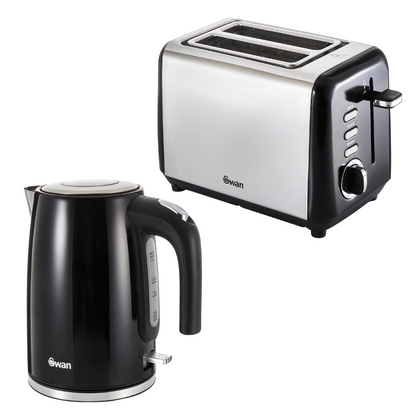 Swan TownHouse Kettle & Toaster Kitchen Set (Black)