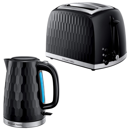 Russell Hobbs Honeycomb Kettle & Toaster Kitchen Set (Black)