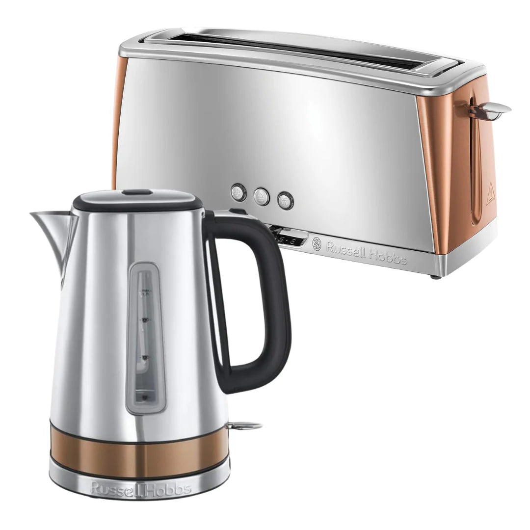 Russell Hobbs Luna Copper Kettle & 2 Slice Toaster Kitchen Set 2024