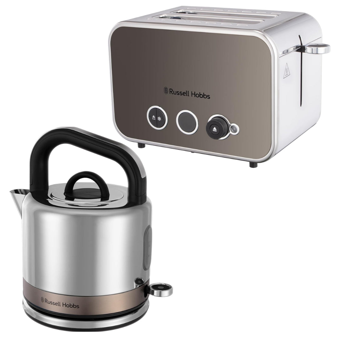 Russell Hobbs Distinctions Kettle & 2 Slice Toaster Kitchen Set (Titanium)