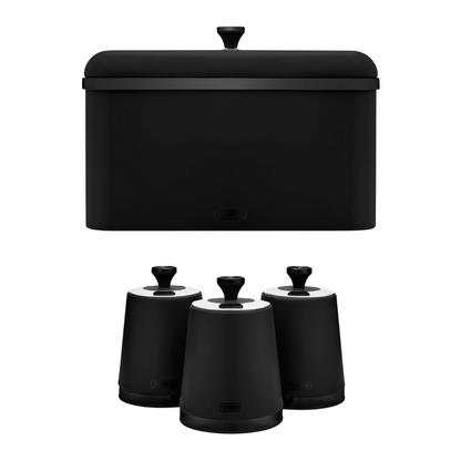 Tower Sera Bread Bin & Canisters Kitchen Storage Set (Black)