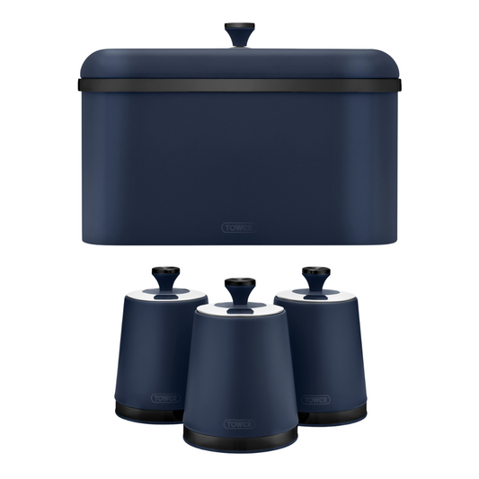 Tower Sera Bread Bin & Canisters Kitchen Set (Midnight Blue)