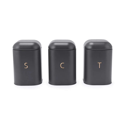 Salter Salter Pebble Bread Bin & Tea, Coffee, Sugar Canisters Storage Set (Charcoal)