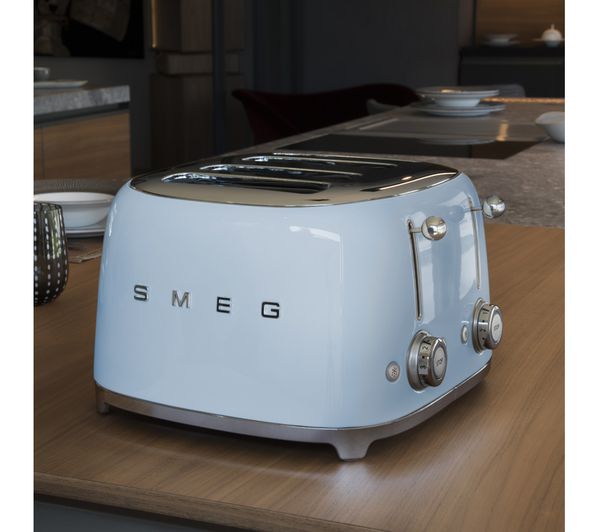 SMEG Retro Kettle & 4 Slice Toaster Matching Kitchen Set (Pastel Blue)