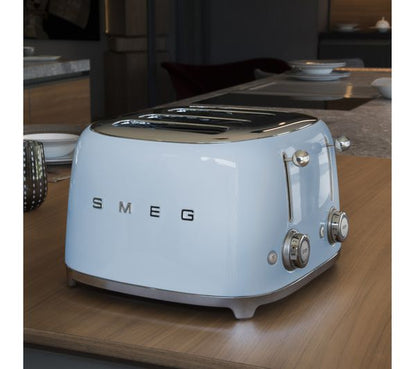 SMEG Retro 4 Slice Toaster Extra Wide Slots TSF03PBUK (Pastel Blue)