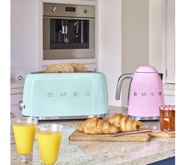 SMEG Retro Kettle & 4 Slice Toaster Kitchen Set - Pastel Green