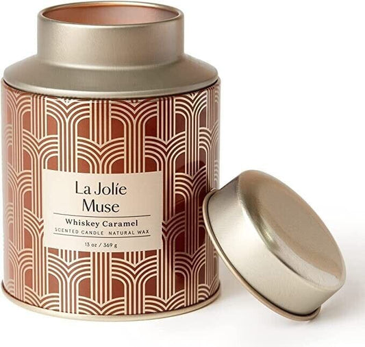 La Jolie Muse Luxury Whiskey Caramel Scented Gold Candle SCENTED CANDLE La Jolie Muse 