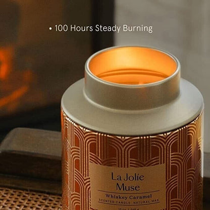 La Jolie Muse Luxury Whiskey Caramel Scented Gold Candle SCENTED CANDLE La Jolie Muse 