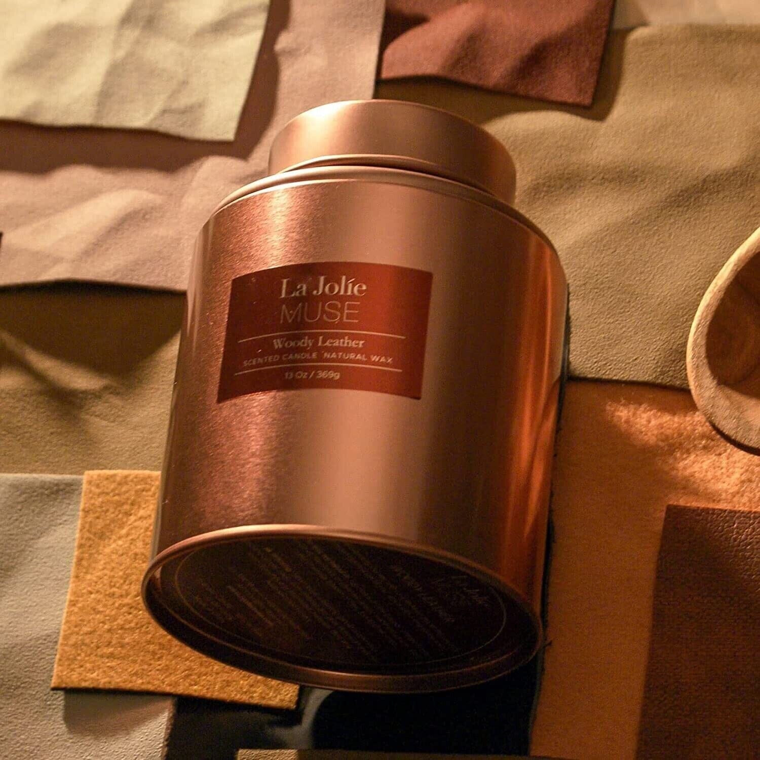 La Jolie Muse Luxury Woody Leather Scented Copper Candle SCENTED CANDLE La Jolie Muse 