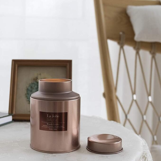 La Jolie Muse Luxury Woody Leather Scented Copper Candle SCENTED CANDLE La Jolie Muse 