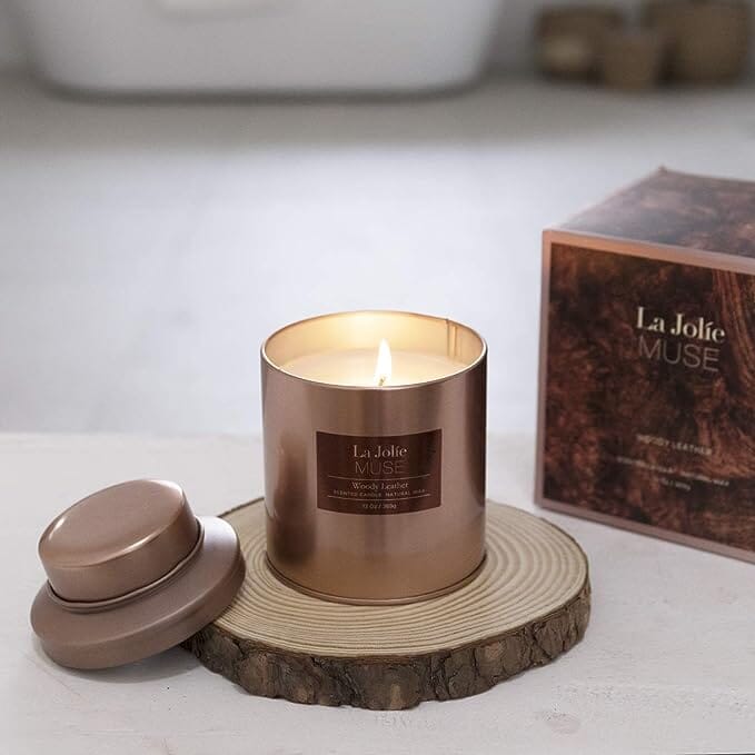 La Jolie Muse Luxury Woody Leather Scented Copper Candle SCENTED CANDLE La Jolie Muse 