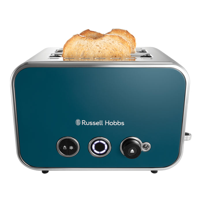 Russell Hobbs Distinctions Pyramid Kettle, 2 Slice Toaster & Microwave Kitchen Set (Ocean Blue)
