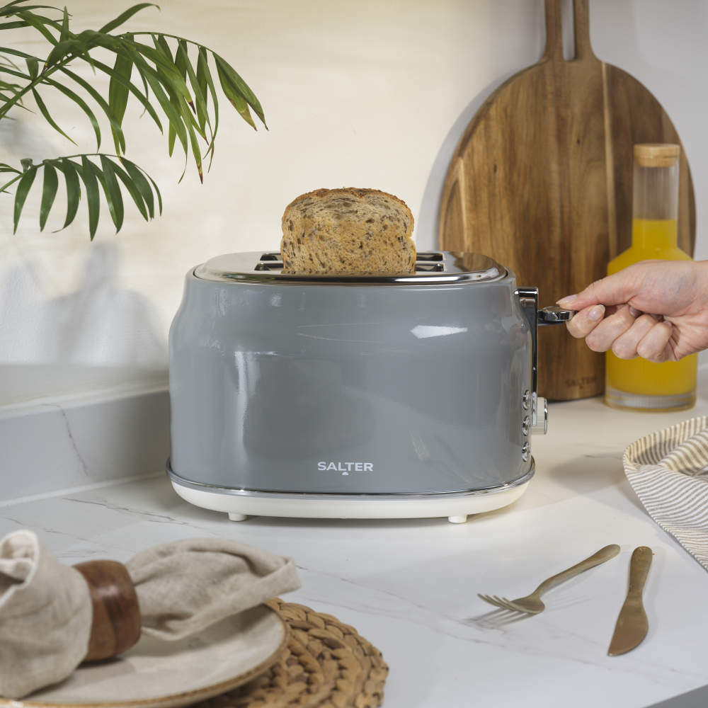 Salter Salter Retro Kettle & 2 Slice Toaster Kitchen Set (Grey)
