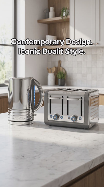 Dualit Architect Kettle & 4 Slice Toaster Kitchen Set (Grey Trim)