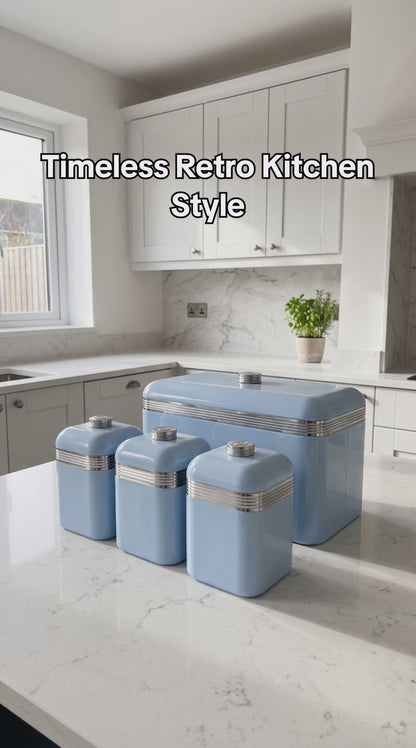 Swan Retro Bread Bin & Canisters Kitchen Storage Set (Blue)