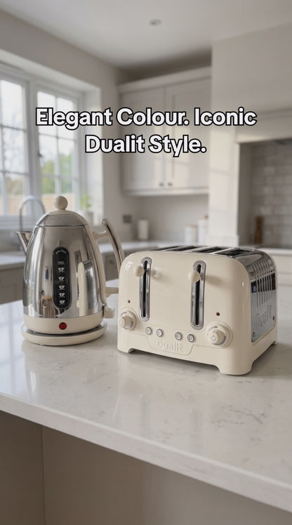 Dualit Lite Jug Kettle & 4 Slice Toaster Kitchen Set (Canvas White)