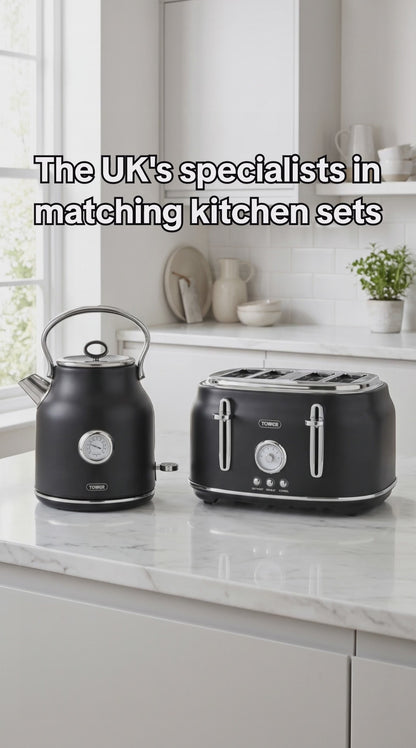 Tower Renaissance Bread Bin & Canisters Kitchen Storage Set (Black)