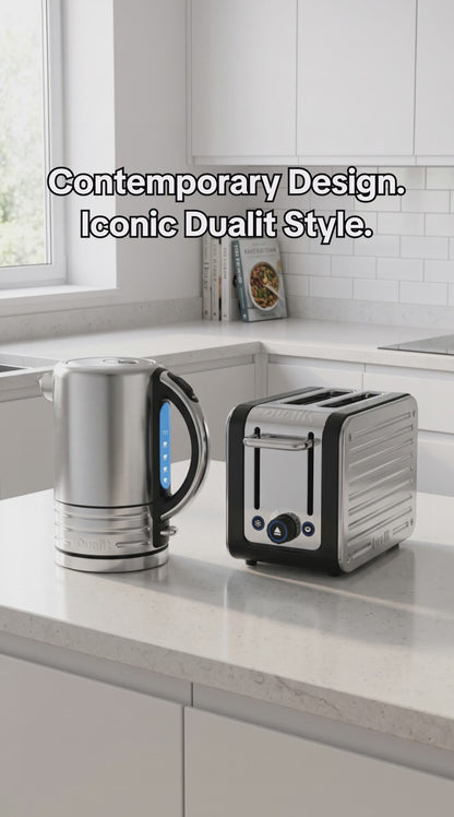 Dualit Architect Kettle & 2 Slice Toaster Kitchen Set (Black Trim)