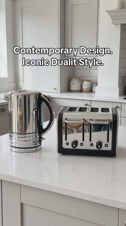 Dualit Architect Kettle & 4 Slice Toaster Kitchen Set (Black Trim)