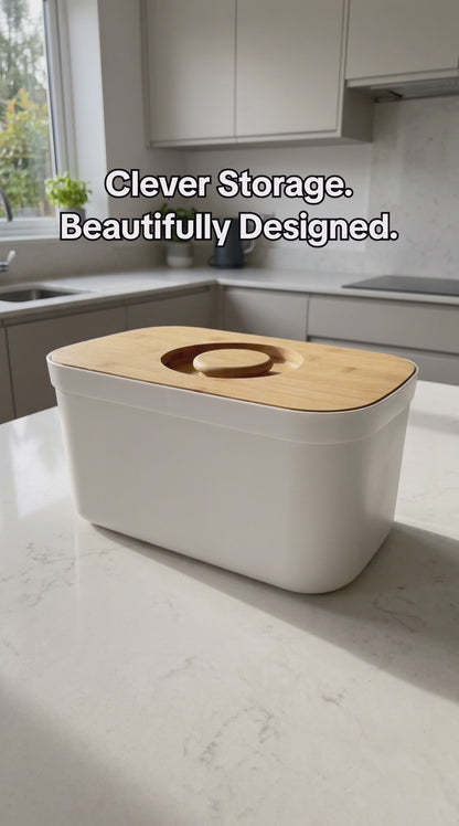 Joseph Joseph Bread Bin with Bamboo Chopping Board Lid 81097 (White)