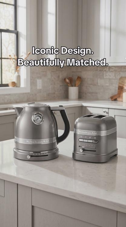 KitchenAid Artisan Kettle & 2 Slice Toaster Kitchen Set (Medallion Silver)