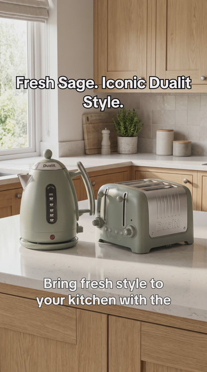 Dualit Lite Jug Kettle & 4 Slice Toaster Kitchen Set (Sage Green)