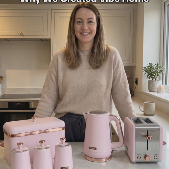 tower cavaletto pink kettle toaster set