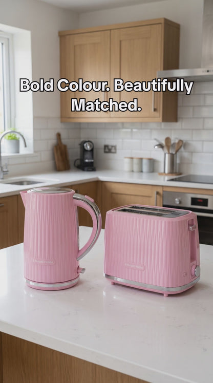Russell Hobbs Eden Kettle & 2 Slice Toaster Kitchen Set (Raspberry Pink)