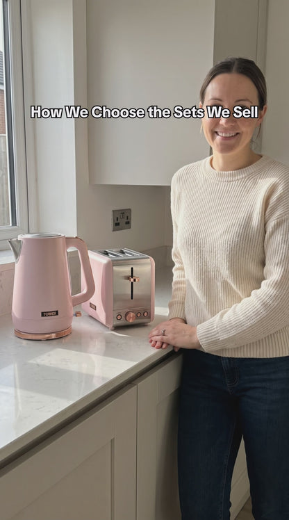 Tower Cavaletto Jug Kettle & 2 Slice Toaster Kitchen Set (Marshmallow Pink)
