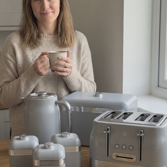 swan retro grey kettle toaster kitchen set