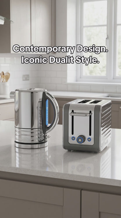 Dualit Architect Kettle & 2 Slice Toaster Kitchen Set (Grey Trim)